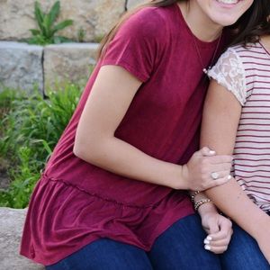 Maroon Flowy TShirt